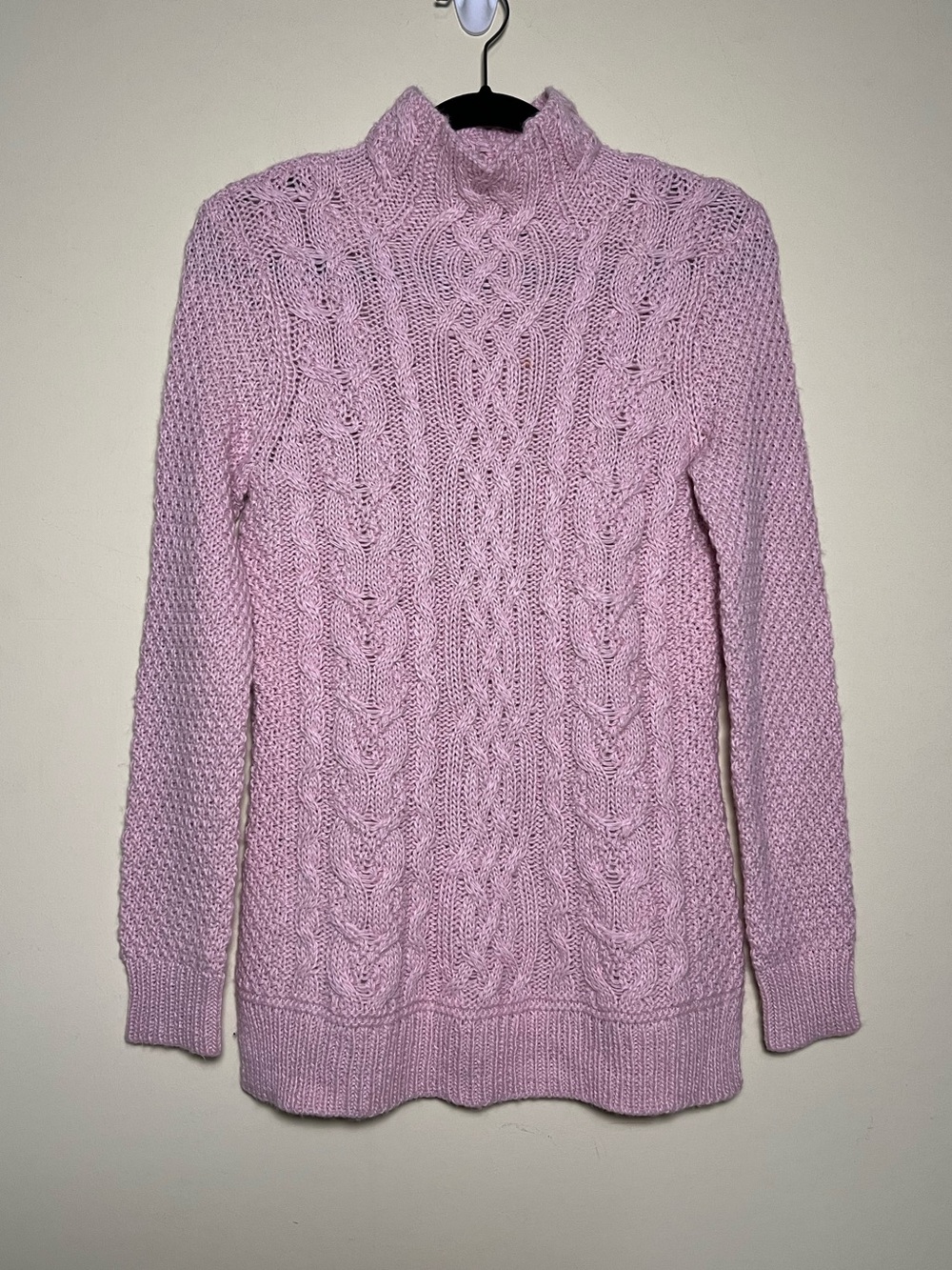 Lauren Ralph Lauren Cable Knit Funnel Neck  Sweater Pink Wool Alpaca Size S